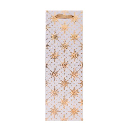 Agb2020304 taška darč. v37x12+10cm grunge textured snowflakes gold bottle - Vianočné osvetlenie
