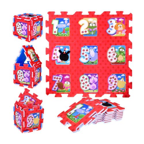 Penové puzzle zvieratá a čísla detská podložka 93x93cm