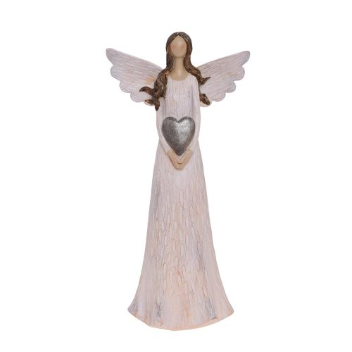 Anjel so srdcom kré/hne poly 15*8,5*30,5cm