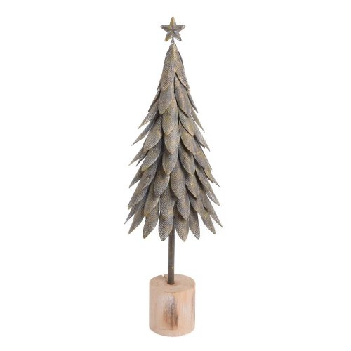 Strom hne/siv, hviezda plech 41*13,5*6,5cm - Vianočné dekorácie