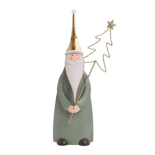 Santa so stromčekom bie/zla/zel led plech 31,5*9,5*5cm - Vianočné dekorácie