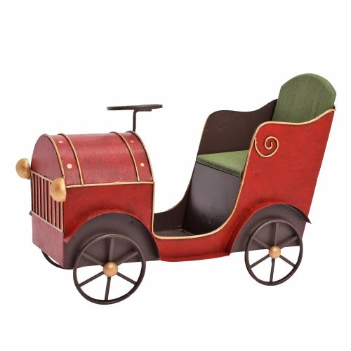 Auto sánky zel/čer plech 15*11,5*7,5cm - Vianočné dekorácie a ozdoby