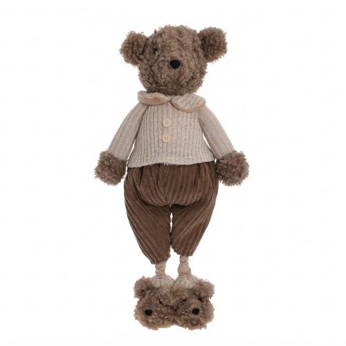 Medveď telesop. nohy kré/hne textil 34*17,5*98/52cm - Vianočné dekorácie