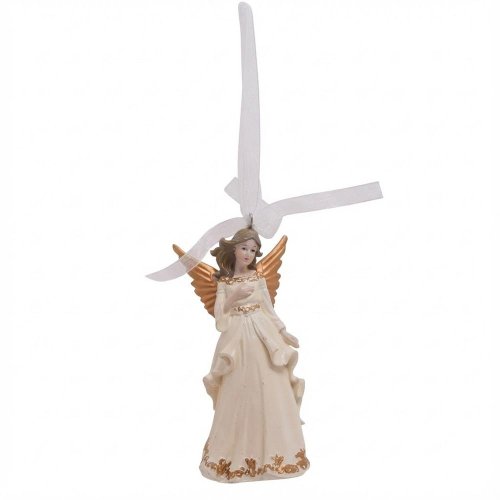 Anjel ornament zla/kré poly 4,5*3,8*10,2cm - Vianočné dekorácie