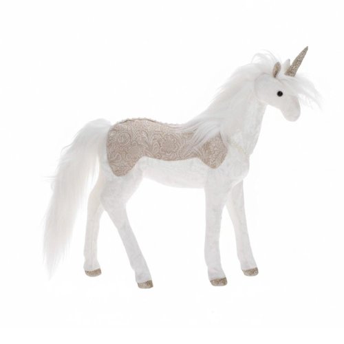 Jednorožec bie/béž textil 40*11*46cm