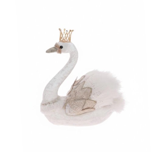 Labuť bie/béž textil 24*16*27cm