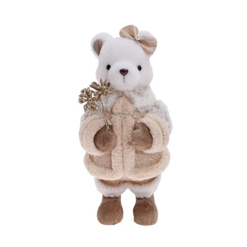 Medvedica v kabátiku bie/béž textil 18*16*36cm