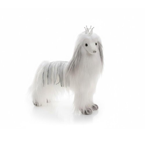 Pes bielo-sivý textil 44*13*42cm