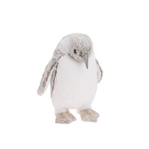 Tučniak bie/siv textil 23*23*27cm - Vianočné dekorácie