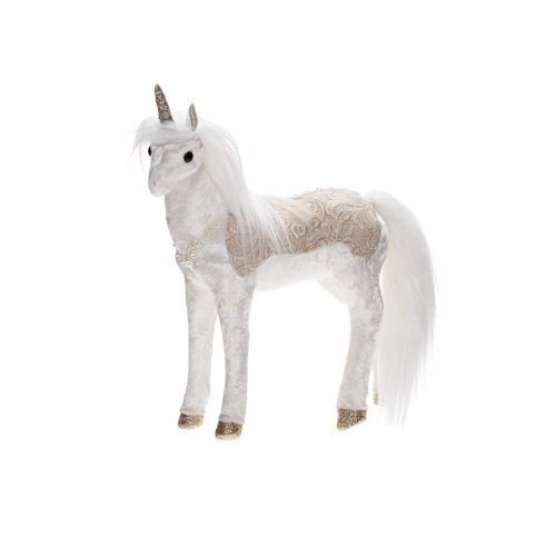 Jednorožec bie/béž textil 22*8*26cm