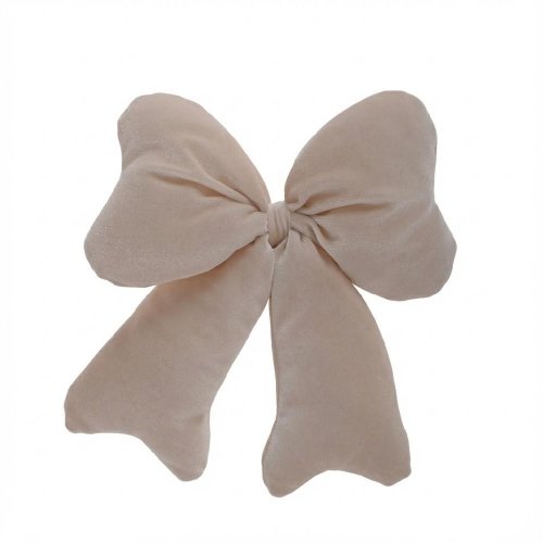 Záves puf mašla krémová zamat textil 20*20cm - Vianočné dekorácie a ozdoby