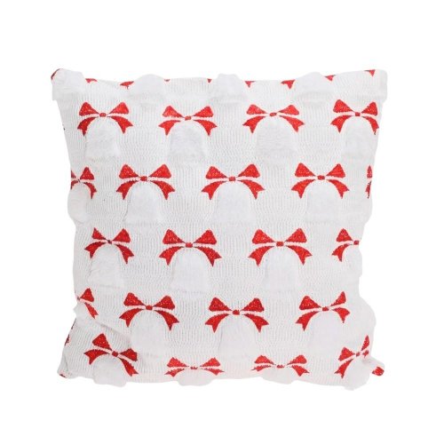 Vankúš vzor zvončeky bie/čer textil 45*45*10cm - Vianočné dekorácie