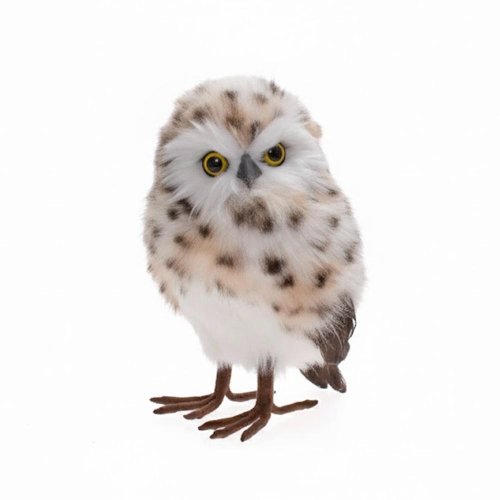 Sova bielo-hnedá textil 14*15*23cm