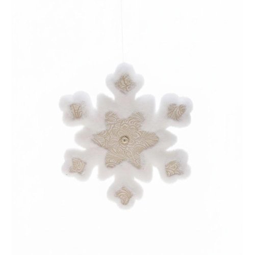 Záves vločka bie/béž textil 26*26*3cm