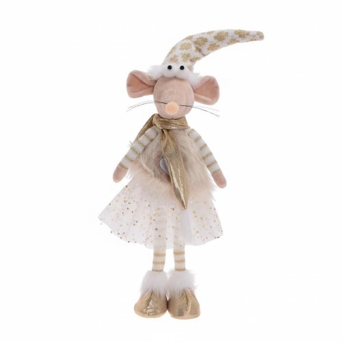 Myška stojacia kré/zla textil 15*16*51cm