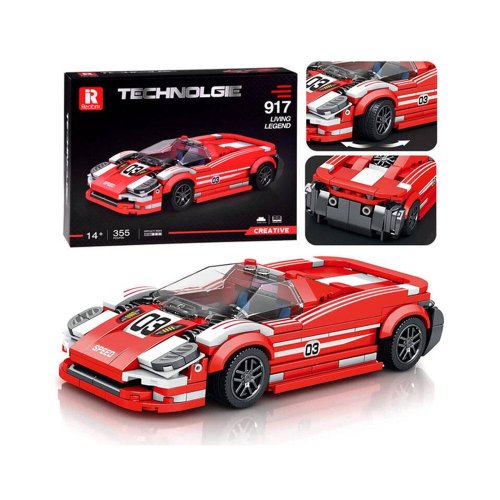 Technické bloky športové auto living legend 917 červené 355-dielne - Vianočné dekorácie a ozdoby