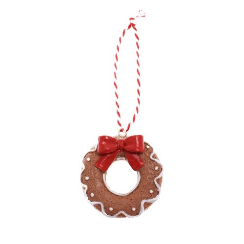 Záves perníková donut bie/hne/čer poly 7*5,5cm - Vianočné dekorácie