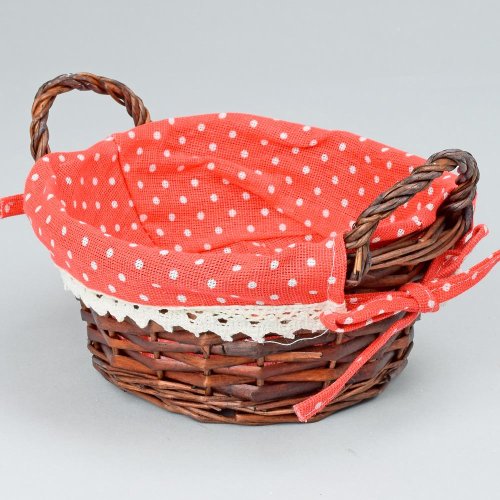 Prútený košík tm.hnedý vzor bodka 21x10cm