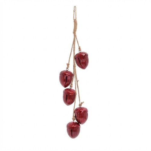 Záves rolničky-žalude červené kov 9*6,50*57cm - Vianočné dekorácie a ozdoby