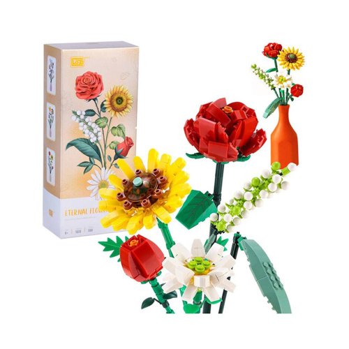 Kreatívne stavebné kocky kytica farebných kvetov 568 ks