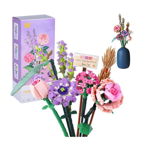 Kreatívne stavebné kocky kytica farebných kvetov 547 ks