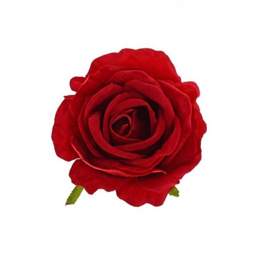 Hlava ruža červ. zamatová v:8cm priem:10cm bal.12ks