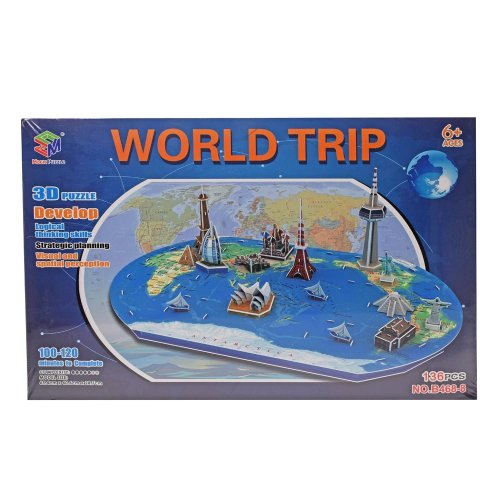 Puzzle 3d priestorová mapa sveta,65,4x 40,6x 24,7cm.