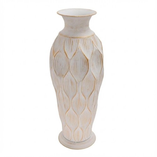 Váza ornament bielo/zla plech 24*63cm