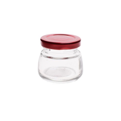 Pohár 50ml sklo/ viečko červ. *2417