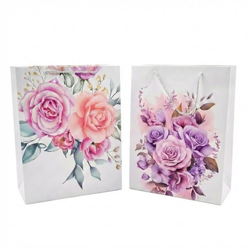 Darčeková taška l 40*30*12cm kvety glitter