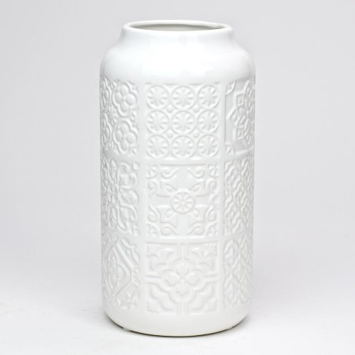 Váza výrez kvety biela 8,5x12,5x25cm super cena