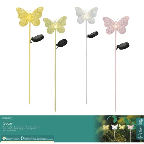 Solár zápich motýľ z ľahkého kovu, stabilný, ass4 v80,5/15,5/4,5cm