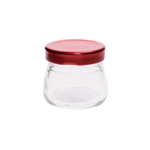 Pohár 70ml sklo/ viečko červ. *2400