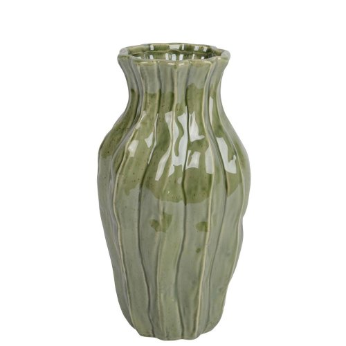 Váza z porcelánu s reakčnou glazúrou zelená d.14.5cm h.26cm