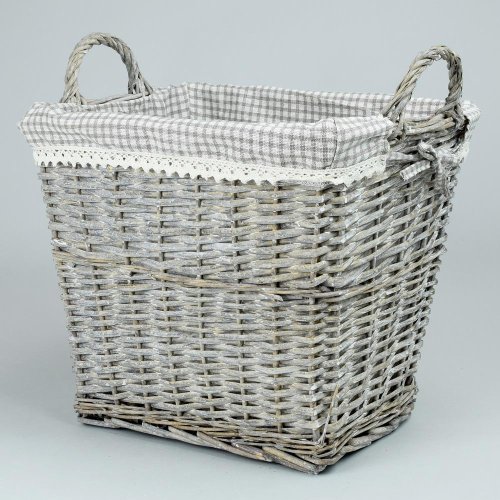 Prútený koš šedý vzor kocka 38x28x33cm