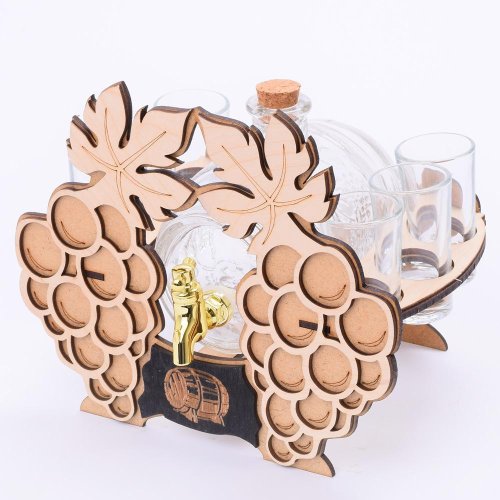 788 sudok/poháre drevo+sklo v17x19,5x15cm