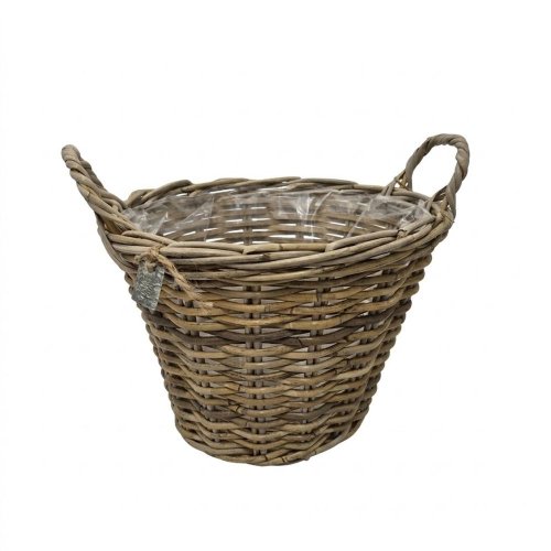 Kôš s uchom kubu ratan sivý pr.35x25cm