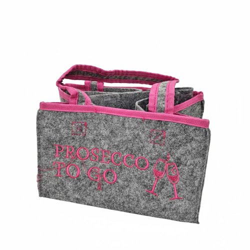 Sivá plstená taška, prosecco so sebou