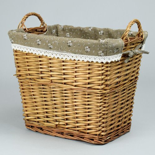 Prútený koš hnedý vzor ruž.bodka 38x28x33cm