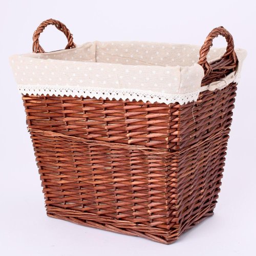 Prútený koš tm.hnedý vzor bodka  38x28x33cm