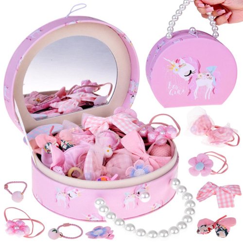 Očarujúca šperkovnica z ekokože so zrkadlom a vlasovými doplnkami