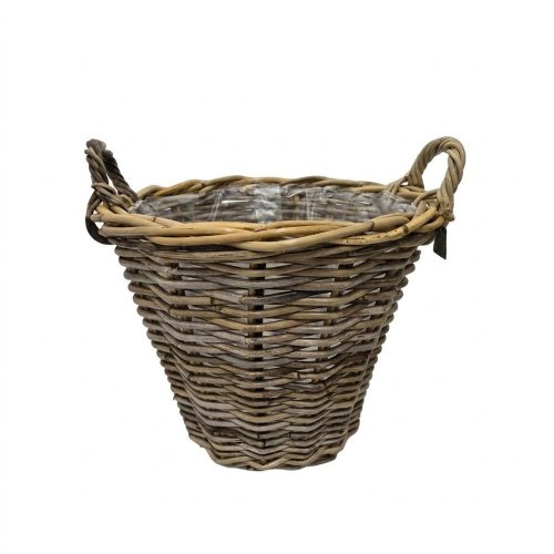 Kôš s uchom kubu ratan sivý pr.40/30cm