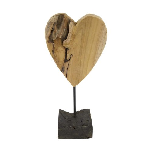 Srdce z teakového dreva na stojane 35x16,5x10cm