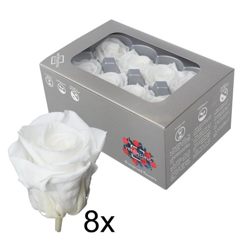 Ruža preparovaná 4cm white /ks - bal. 8 ks