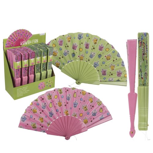 Plastový vejár, bubble tea. 23 x 40 cm