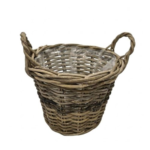 Kôš s uchom kubu ratan sivý pr.30x23cm