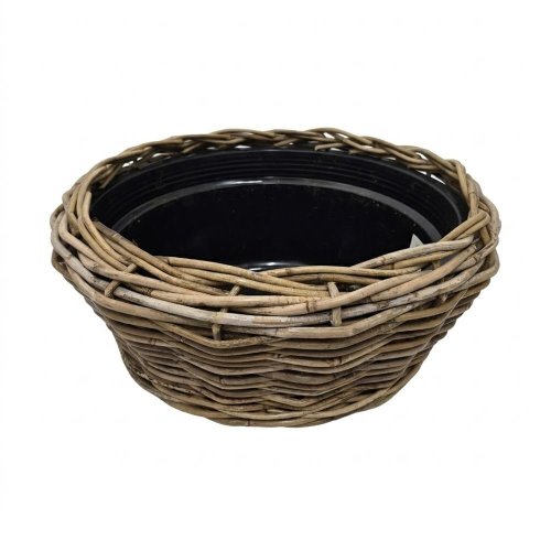 486fl/s kôš kubu ratan/plas. vklad guľa sivý pr.38/19cm