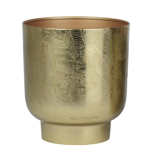 Kvetináč obal so vzorom listov v24,5cm/pr.22,5cm/zlatý vzor veľký
