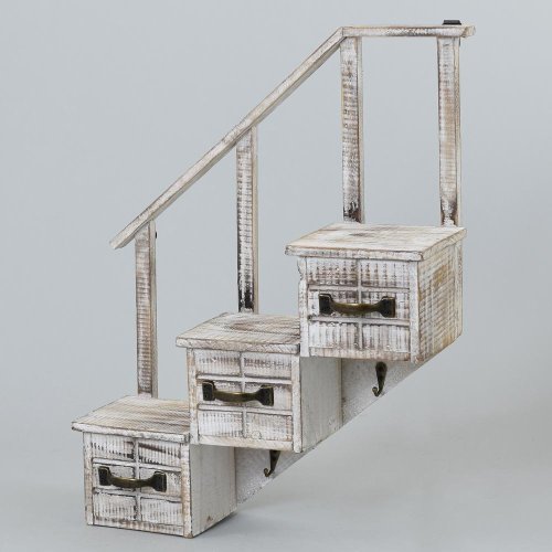 Dr.drž. na kvetináč schody biela 38x50x13