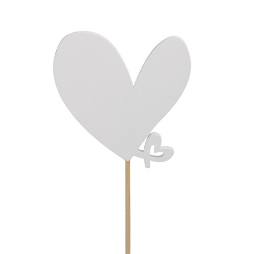 Zápich srdiečko s/9 drevo 7,5x8cm biele